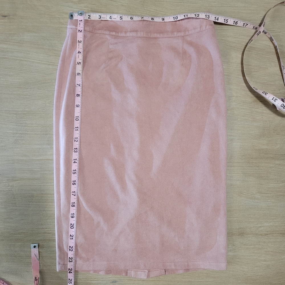 Lulus Superpower Blush Pink Faux Suede Straight Pencil Skirt Small - Picture 5 of 5